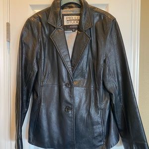 Pre-owned Pelle Studio Wilson’s Leather Blazer Jacket - Size M - Black